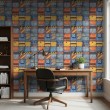 Geek wallpaper industrial panels design color blue