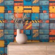 Papier peint geek panneaux industriels couleur bleue