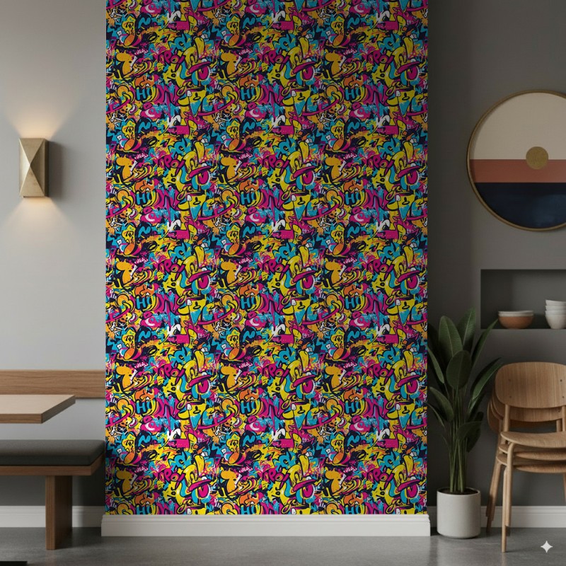 Geek wallpaper modern graffiti design color yellow