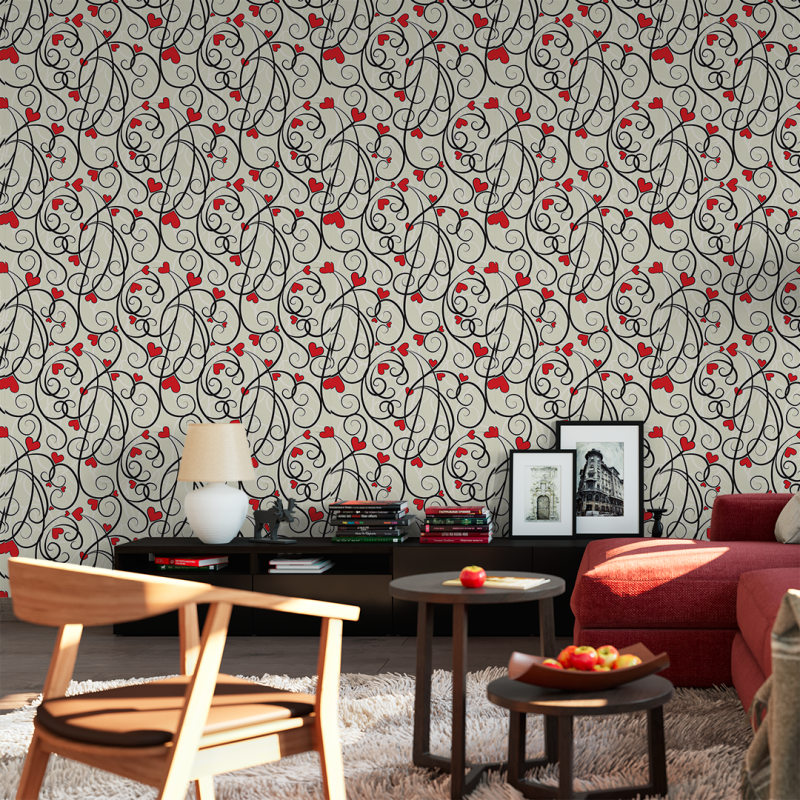 Floral Wallpaper with hearts