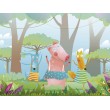 Fresque Murale Enfant Amis de la Forêt dansent entre les Arbres