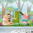 Fotomurale per Bambini Festa degli Animaletti sotto Alberi Frondosi