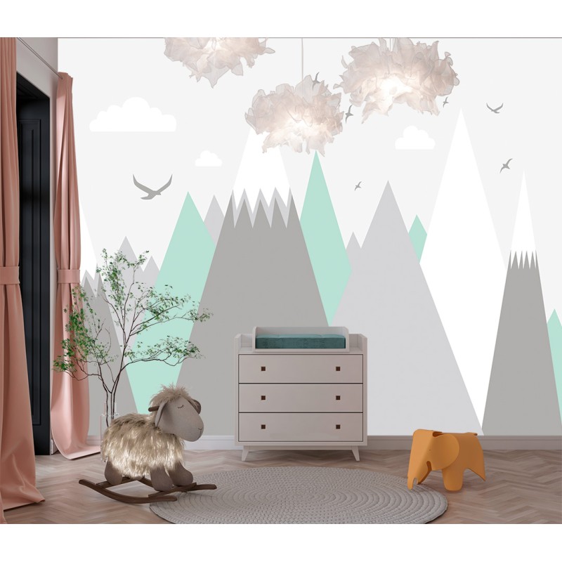 Kinder Fototapete Moderne Minimalistische Berge