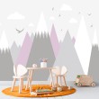 Fotomurale per Bambini Cime Grigie e Lilla in Scena Astratta