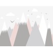 Children's Photomural Mountains in Gray and Pink Tones
