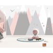 Children's Photomural Mountains in Gray and Pink Tones