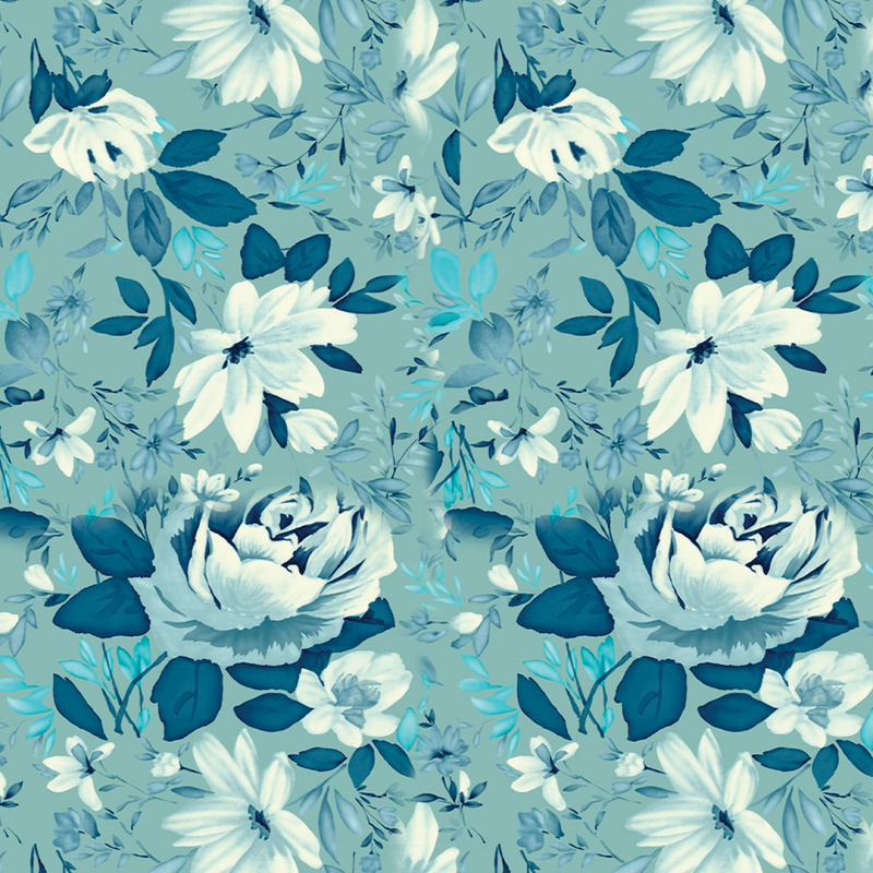 Blumentapete Blauer Hintergrund