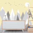 Children's Photomural Geometric Mountains with Yellow Background
