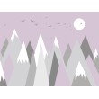 Fotomural Infantil Montañas Geométricas Con Fondo Violeta