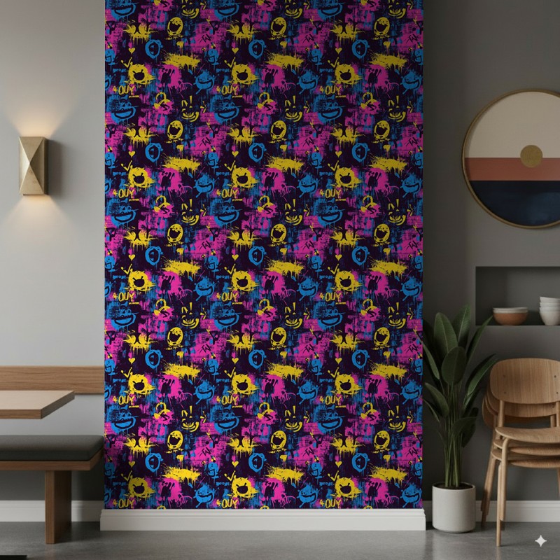 Geek wallpaper graffiti emojis design color fuchsia