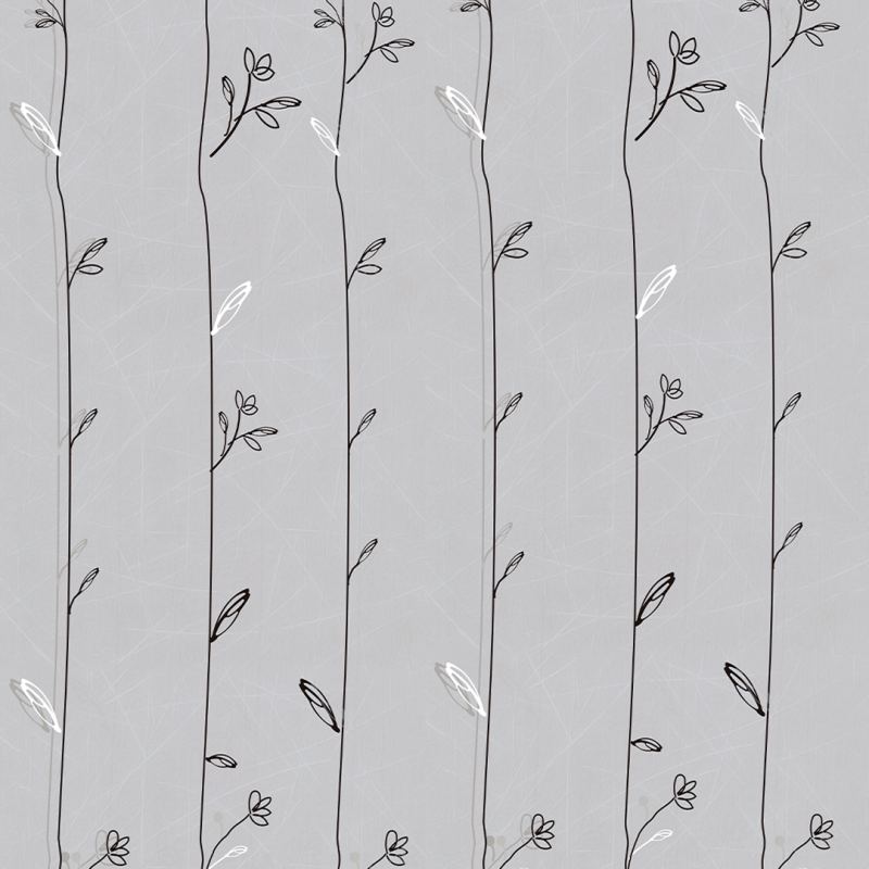 Papier peint floral fond gris