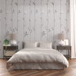 Papier peint floral fond gris