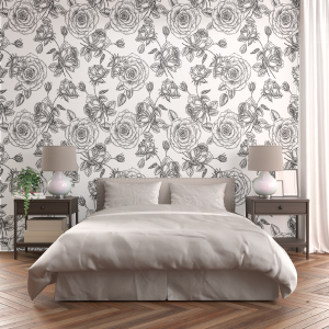 Floral Wallpaper black and...