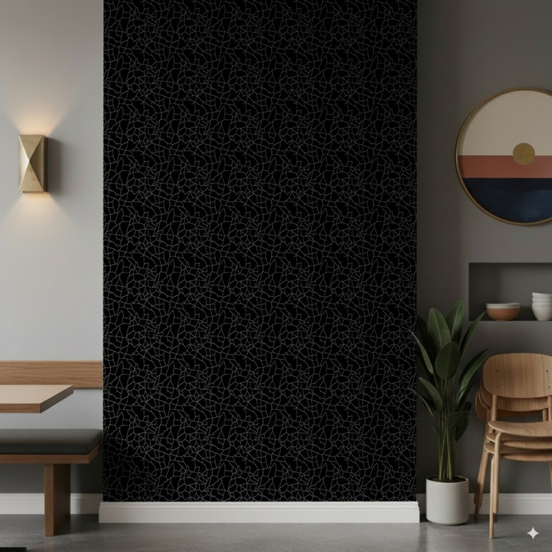 Papier peint géométrique motif fractal Fragment noir