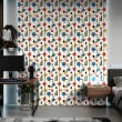 Papel pintado geométrico diseño moderno Bauhaus multicolor