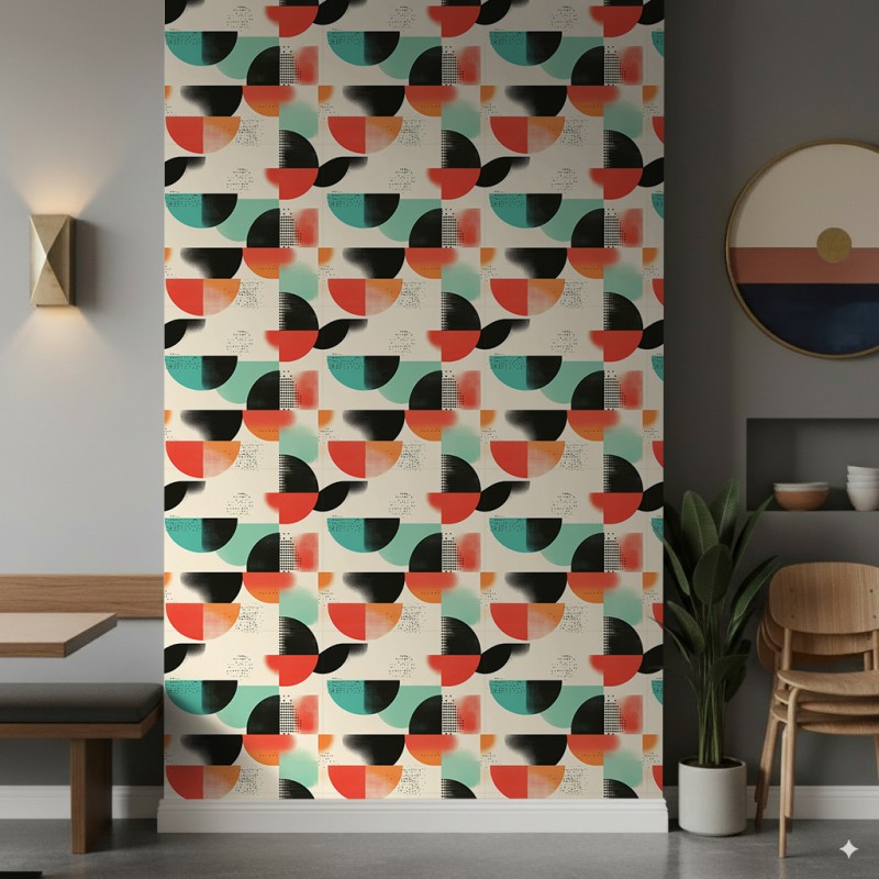 Papel pintado geométrico diseño moderno Aurora multicolor