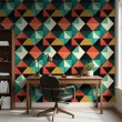 Carta da parati geometrica design a triangoli Prisma multicolore