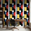 Papier peint géométrique motif abstrait Solaris multicolore