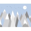 Fotomural Infantil Montañas Geométricas con Fondo Azul