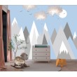 Children's Photomural Geometric Mountains with Blue Background