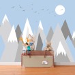 Children's Photomural Geometric Mountains with Blue Background