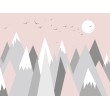 Children's Photomural Geometric Mountains with Pink Background