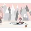 Kinder Fototapete Geometrische Berge mit Rosafarbenem Hintergrund