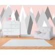 Fotomural Infantil Montañas Geométricas con Fondo Rosa