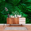Fresque Murale Feuilles Tropicales en Composition Naturelle