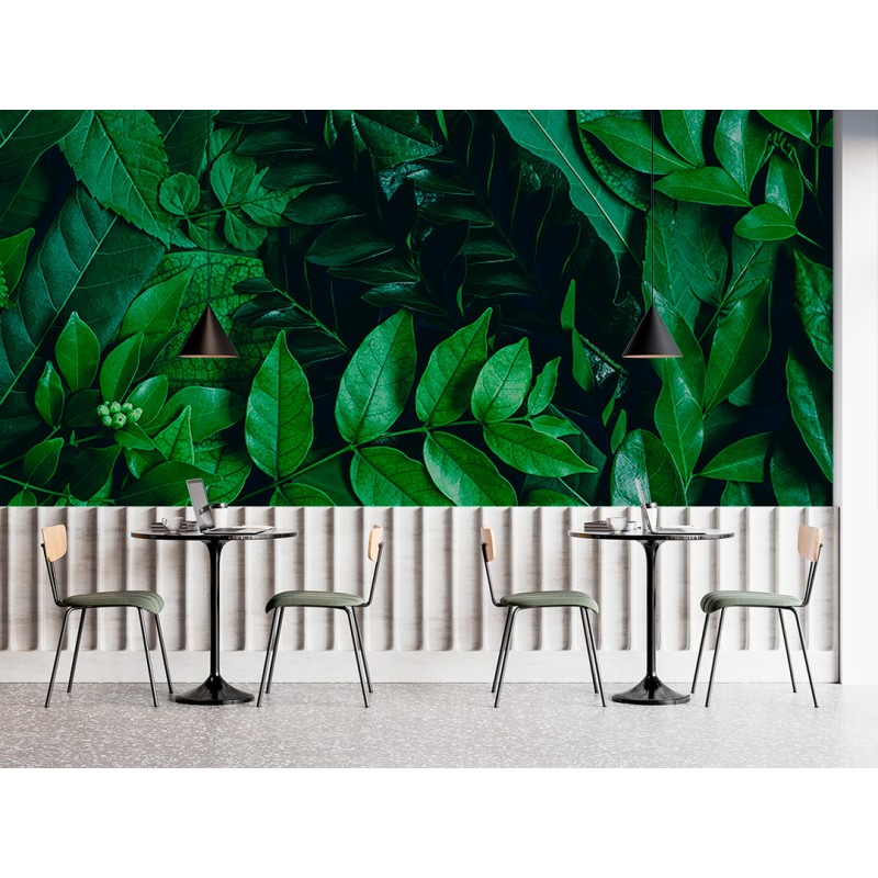 Fresque Murale Feuilles Sauvages sur Fond Naturel