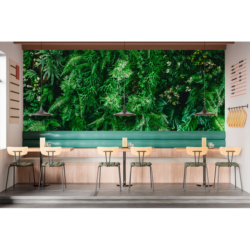 Fresque Murale Feuilles de Forêt en Harmonie Verte