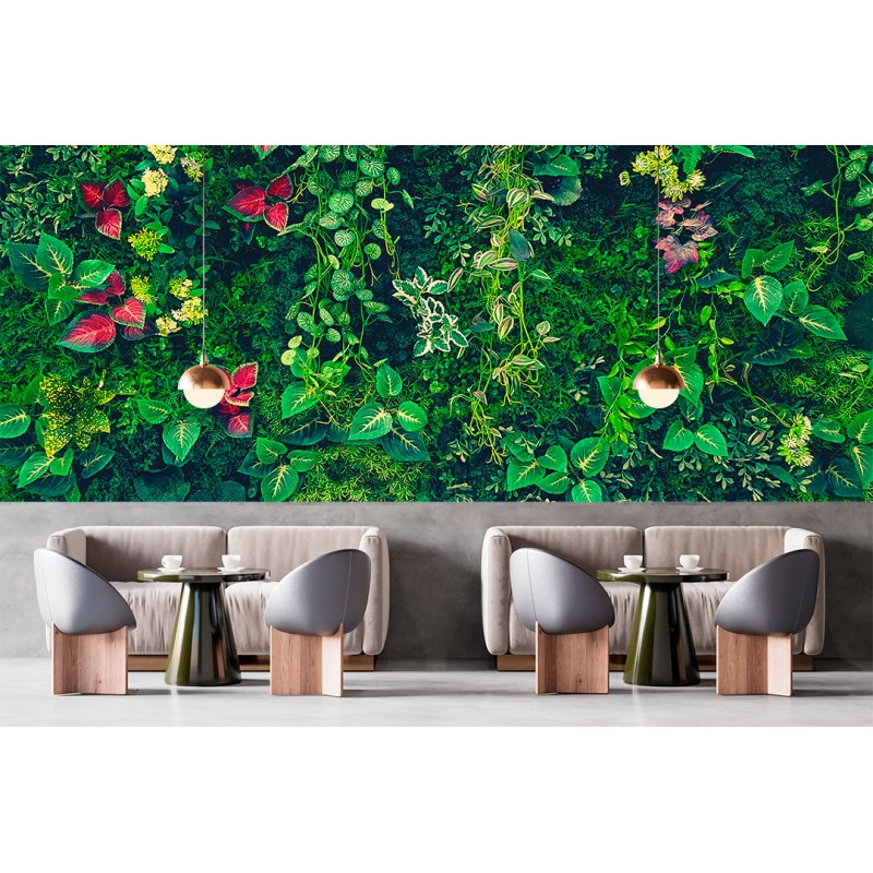 Fresque Murale Feuilles Mixtes avec Détail Floral