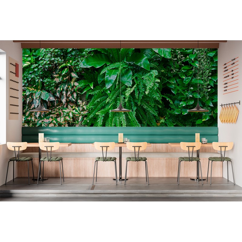 Fresque Murale Feuilles de Forêt Tropicale avec Plantes Suspendues