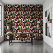 Papier peint géométrique motif abstrait Vecteur multicolore