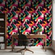 Papel pintado geométrico diseño abstracto Ritmo multicolor