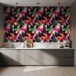 Papier peint géométrique motif abstrait Rythme multicolore