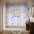 Geometric wallpaper 3D design sky blue tones
