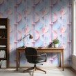 Geometric wallpaper 3D design sky blue tones