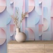 Geometric wallpaper 3D design sky blue tones