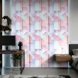 Geometric wallpaper 3D design pastel pink and blue tones
