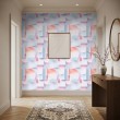 Geometric wallpaper 3D design lavender and dusty pink tones