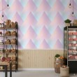 Geometric wallpaper 3D triangle design pastel blue tones