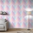 Geometric wallpaper 3D triangle design pastel blue tones