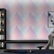 Geometric wallpaper 3D triangle design pastel blue tones