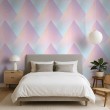 Geometric wallpaper 3D triangle design pastel blue tones