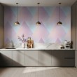 Geometric wallpaper 3D triangle design pastel blue tones