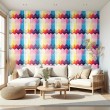 Geometric wallpaper 3D arrow design blue and violet tones
