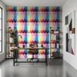 Geometric wallpaper 3D arrow design blue and violet tones