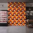 Papel pintado geométrico diseño tridimensional de triángulos tonos rojo y naranja