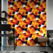 Papel pintado geométrico diseño tridimensional de triángulos tonos rojo y naranja